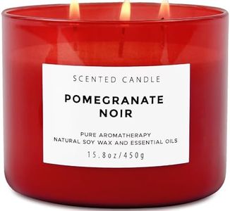 Pomegranate Noir Vanilla 3 Wick Candle | Highly Scented Natural Soy Candle 15.8 oz | Aromatherapy Stress Relief Candle Long Lasting & Clean Burn | Luxury Relaxing Gift for Home, Women & Men