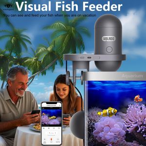 Wolmds WiFi Automatic Fish Feeder with HD Camera – App Control, 230ml, Dark Grey