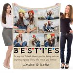 MATONGO Personalized Gifts for Best Friend, Custom Best Friend Blanket for Women with Picture Text, Personalized Throw Blanket, Christmas Graduation Birthday Gifts for Women BFF Besties