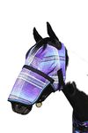 Kensington Signature Fly Mask with Removable Nose (M, Lavender Mint Plaid)