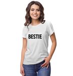 Hangout Hub Women's Round Neck T-shirt Bestie (White;XX-Large (42) ;) Pack of 1 T-shirt