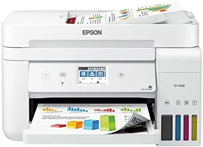 Epson EcoTank ET-4760 Wireless Color All-in-One Cartridge-Free Supertank Printer with Scanner, Copier, Fax, ADF and Ethernet - White