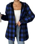 HOTOUCH Women's Long Sleeve Button Down Fleece Jackets Plaid Flannel Shirts Tops Casual Winter Oversized Shackets Coat