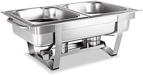 9L Buffet Chafing Dish - NorthMars High Grade Stainless Steel Foldable Chafer Frame Food Warmer 3/2/1 Trays (2x4.5L Dual Trays)