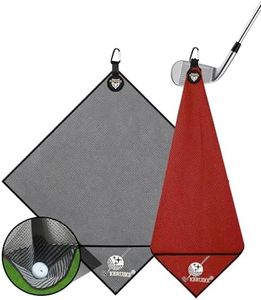 Magnetic Golf Towel 2 Pack 20" x 20" with Clip & Cleaning Pocket - Microfiber Waffle Ultra Absorbent, Golf Club & Ball Cleaner, Magnet for Clubs Essential Golf Accessories Golf Gifts for Men Women