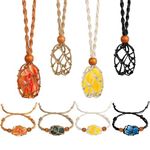 EEEKit 8 Pieces Crystal Necklaces Holder Cord,4 Colors Empty Stone Bracelets Pendants Cages Holder,Adjustable Spiral Bracelet Cage Cord for Amulet Pendant Necklace Carrier Jewelry Making
