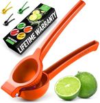 Zulay Premium Quality Metal Lime Squeezer, Citrus Juicer, Manual Press for Extracting the Most Juice Possible - Lime Juicer (Orange)