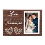 Agbrics Wedding Gifts for Couple，Bridal Shower Gift for Anniversary, Engagement, Marriage Present- Unique 1 Corinthians 13 Love Never Fails Rustic Photo Frame Handmade String Hearts 12.5 x 8.5 in