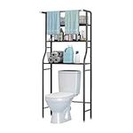 UDEAR 3 Shelf Bathroom Space Saver,Over The Toilet Rack,Bathroom Corner Stand Storage Organizer Accessories,The Washing Machine,with Hanging Rod,Bathroom Tower Shelf,Black