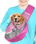 Cuddlissimo! Pet Sling Carrier - Small Dog Puppy Cat Carrying Bag Purse Pouch -For Pooch Doggy Doggie Yorkie Chihuahua Baby Papoose Bjorn -Hiking Front Backpack Chest Body Holder Pack To Wear (Pink-L)