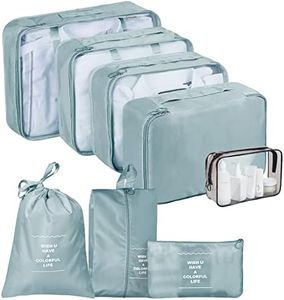 TENXSNUG Organizador Maleta, 8 Piezas de Equipaje Packing Cubes Ligera Bolsas Viaje. Cubos de Embalaje Para Ropa, Cosméticos, Ropa Interior, Gris Claro