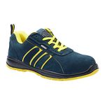 Blackrock Hudson Steel Toe Cap Safety Shoes, Mens Womens Lightweight Trainers, Safety Trainers, Work Trainers, Workwear, Non Slip, Wide Fit, Suede, Blue/Yellow, Light Safety Shoes - Size 10