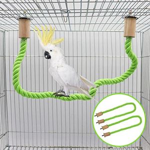 2 Pack Bird Hemp Rope Perch Swing, Bird Cage Stand Pole Accessories, Paw Grinding Standing Climbing Perch for Parrot, Parakeet, Budgies, Lovebirds(23.62"/60 cm)