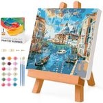 Paint by Numbers Kit for Adults Beginner Framed, DIY Paint by Numbers with Frame Brushes Acrylic Paints, Venice Landscape Cityscape Canvas Oil Painting Art Kit for Home Decor Without Easel 10x10 Inch