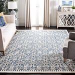 Israr Handicrafts Hand Made Modern Design with (USA) Exported Collection Carpets for Living Room Size 6 Feet by 9 Feet (6 * 9 feet) Blue White Ring