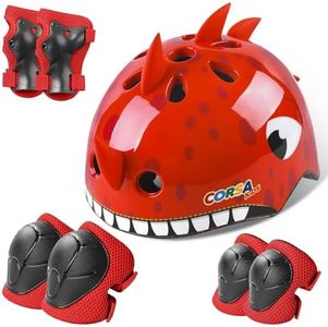 Atphfety Kids Toddler Bike Helmet Set, Adjustable Boys Girl Helmets Protective Gear Set with Knee Elbow Pads Wrist Guards,Multi-Sports for Bicycle Skateboard Scooter