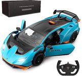 Blue Lamborghini Huracán STO RC Car: 1:14 Scale High-Performance Remote Control Toy Vehicle. Ideal for Racing Enthusiasts, kids