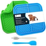 PET Seeker Licky Mats for Dogs with Strong Suction Cups, Lick mat for dogs includes Spatula & Brush, Specially Designed for Easy Cleaning, Premium Dog Food Mat Pack of 2 (Green, Blue)