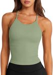 Womens Sports Bra Sexy Crop Tops Seamless Ribbed Summer Casual Camis Running Athletic Gym Tank Cropped Going Out(Mint Green Small)