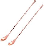 DIFENLUN 12 Inches Mixing Spoon Stainless Steel, 2 Pack Spiral Pattern Bar Spoon for Cocktail Shaker Tall Cups(Rose gold)