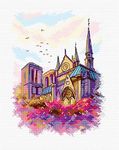 Counted Cross-Stitch Kit on Aida Canvas with Cathedral. Charming Scene 6.69x9.06 inches 132CS. Great for Art & Needlework Amateurs