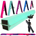 MARFULA 6 FT / 8 FT / 9 FT Gymnastics Balance Beam Floor Folding Beam - Extra Firm - Suede Cover - Anti Slip Bottom with Carry Bag for Kids/Adults Home Use (Teal, 6 FT)