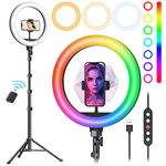 Weilisi 10" Ring Light with Stand 72'' Tall & Phone Holder,38 Color Modes Selfie Ring Light with Tripod Stand,Stepless Dimmable/Speed LED Ring Light for iPhone & Android, YouTube, Makeup, TikTok