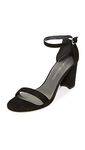 Stuart Weitzman Women's Nearlynu Heeled Sandal, Black Patent, 8 UK