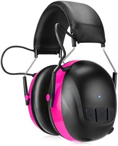 Kalence Bluetooth 5.4 Hearing Protection with 120H Working Time, 30dB Safety Earmuffs, Rechargeable Bluetooth Work Headphones, Ear Protection for Mowing, Workshops, Construction, Snowblowing, Pink