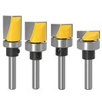 Saipor 4pcs 1/4 Inch Shank Flush Trim Hinge Mortise Template Router Bit with Ball Bearing Woodworking CNC Cutter