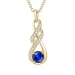 LOCIBLO September Birthstone Necklaces for Women 925 Sterling Silver Infinity Pendant 18K Gold Plated Blue Synthetic Sapphire Necklace Jewellery for Her, 16"+2"