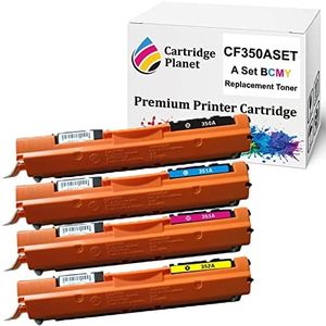 Cartridge Planet 4 Pack BCMY Compatible Toner Cartridge for HP 130A CF350A CF351A CF353A CF352A (1,300/1,000 (B/CMY) Pages) for HP Color Laserjet Pro MFP M153 M176n M177fw