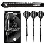 Harrows SUPERGRIP BLACK EDITION 90% Tungsten Steel Tip Darts Set. Available in 21g, 22g, 23g, 24g, 25g, 26g, 28g & 30g - Includes Supergrip Shafts & Supergrip Flights-22g