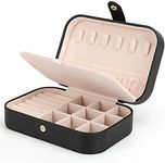 FEISCON Small Jewelry Box Necklace Ring Storage Organizer Mini Jewelry case Double Layer Travel Jewelry Organizer for Women Girls Gift/Black