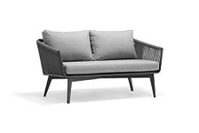 Egizmo 2 Seater Sofa Rope Woven Sofa Metal Frame Sofa for Outdoor / 2 Seater Sofa for Garden Grey Color