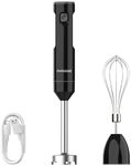 Cordless Variable Speed Hand Blender, POYOCOM Immersion Blender handheld Rechargeable, with Type-C Cable, Egg Whisk for Smoothies, Milkshakes, Sauces, Puree Baby Food and Soups – Black, TL6001