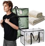 RAINFLOW Extra Large Moving Bags - Heavy Duty Clear Tote Bag for Storage and Organization with Smooth Zipper and Strong Handle Home Moving Supplies College Dorm Essentials for Girls and Guys Packing