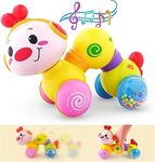 Pluspoint Caterpillar Press & Go Toy Musical,Baby Toys 6 To 12 Months, Light Up Head Inchworm Infant Toys, Baby Crawling & Educational Toys For 1 Year Old Boys & Girls (Caterpillar) - Multicolor