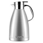 Luvan 1.8 litre 18/10 Food-grade Stainless Steel Thermal Carafe/Double Walled Vacuum Insulated Coffee Pot with Press Button Top,12+ Hrs Heat&24+ Hrs Cold Retention,Lab Tested,for Coffee,Tea, (1.8L)