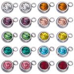 SUNNYCLUE 1 Box 40Pcs 10 Colors Stainless Steel Rhinestone Charms Bulk Crystal Charm Round Beads Mini Small Birthstone Charms for jewellery Making Charms Necklaces Bracelets Earrings DIY Crafts Women