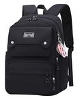 SellerFun Teen Girls Casual Backpack High Middle School Daypack Women Daily Travel Laptop Bag(A Black,29 Liters)