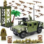 DSPITWOD Military Toy Model Car Guard Tower Weapon Pack Building Block Toys Compatible with Mini Figure Brick Toy for Boys Age 6-12 Years (173pcs)