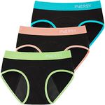 INNERSY Period Pants for Teenage Girls Cotton Menstrual Underwear Leakproof Knickers Pack of 3 (12-14 Years, Colourful Black)