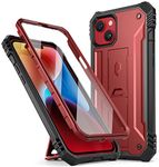 POETIC Revolution Series Case Compatible with iPhone 14 6.1 inch (2022 Release), Full-Body Rugged Shockproof Heavy Duty Protective Cover with Kickstand and Built-in Screen Protector, Maroon Red