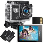 Jadfezy Action Camera FHD 1080P with Memory Card, 98FT/30M Underwater Waterproof Camera with 2 Rechargeable Batteries, Wide Angle sports camera with Accessories Kit Suitable for Helmet, Bicycle