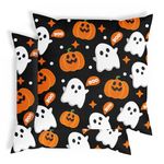 2pc Halloween Decorations Pillow Covers- 18×18 Halloween Throw Cushion Case Boo Decor for Home Sofa Indoor Outdoor Bedroom Vintage Cute Decor