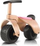 KRIDDO Wooden Baby Balance Bike 1 Year Old, Wide Wheels for Stable and Smooth Ride, Boy Girl First Balance Bike Gift for 12 Month to 3 Year, Non-Sharp Parts, Soft Seat, Pink