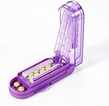 Multiple Pill Splitter, Adjustable Pill Cutter, Stainless Steel Cutting Blade & Blade Guard, with Accurate Pill Alignment, for Cutting Small Pills or Large Pills in Half (Purple)