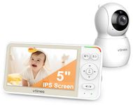 VTimes 5'' Screen Video Baby Monitor with Camera and Audio, 4000mAh Baby Monitor No WiFi Remote Pan-Tilt-Zoom VOX, Two-Way Talk, Infrared Night Vision, Temperature Display, Alarm 8 Lullabies 1000ft