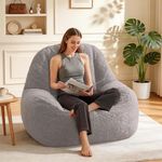 Homguava Bean Bag Chairs for Adults, Giant Beanbag Couch Adult Bean Bag Chair Sofa with Filler Included, Modern Lazy Lounger Comfy Chair for Living ROM(Grey)
